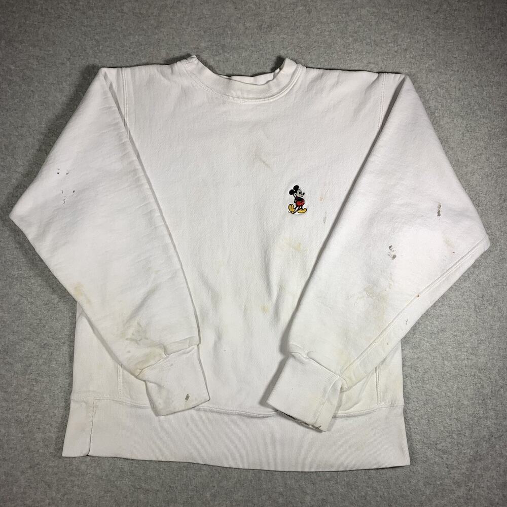 Disney Mickey Mouse Crewneck Sweatshirt Men’s Small White Reverse Weave - like